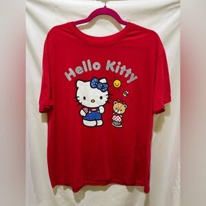 XL Hello Kitty Red Graphic tee with silver glitter